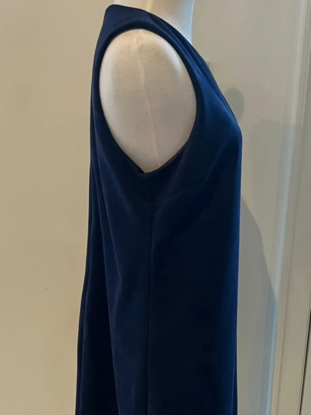 Aqua Women’s Blue Microsuede Sleeveless Shift Dress w/Scalloped Hem, Large - Picture 5 of 9